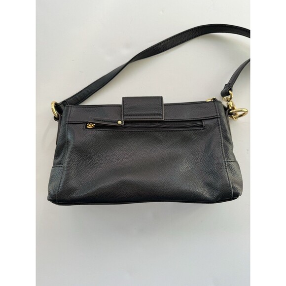 Tignanello Black Leather Crossbody Bag Adjustable Strap Gold Hardware - Picture 13 of 13